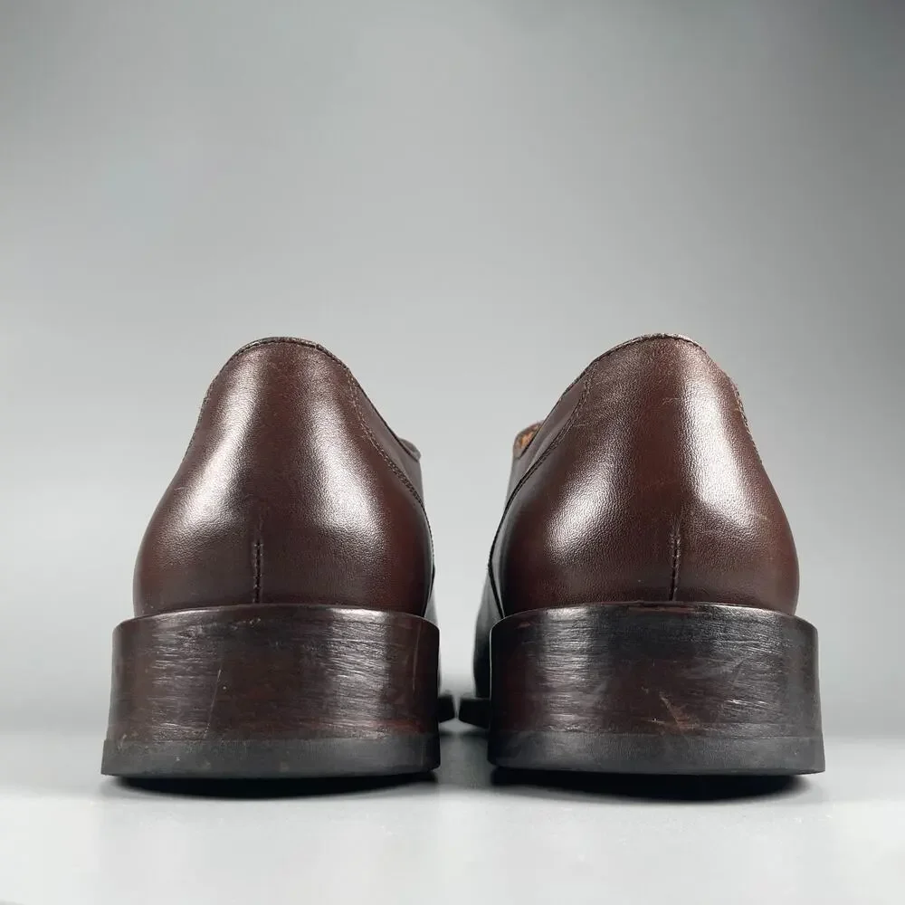 David Eden Joes Men's Size 9.5 Brown Croc Leather Lace Up Dress Shoes Casual GUC